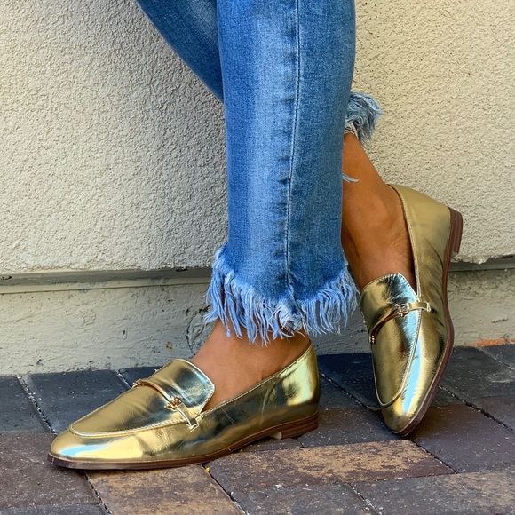 Gold Bar Hardware Slip On Boyfriend Loafers - Picture 6 of 8